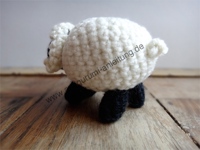 Das Amigurumi-Schaf Kilkenny von hinten